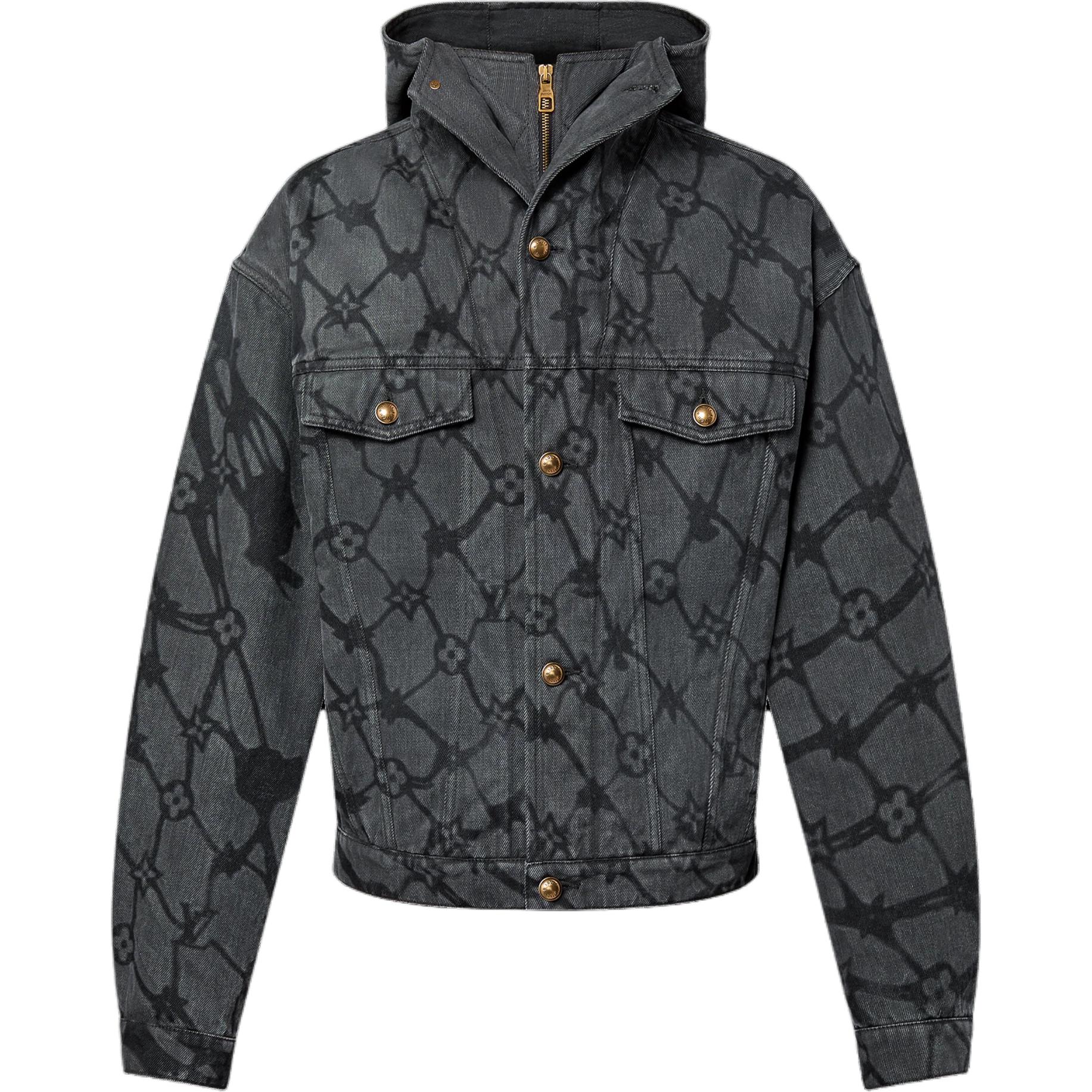 Order LOUIS VUITTON SS24 Floral Logo Zip-Up Hoodie  Grey 1AFQBK