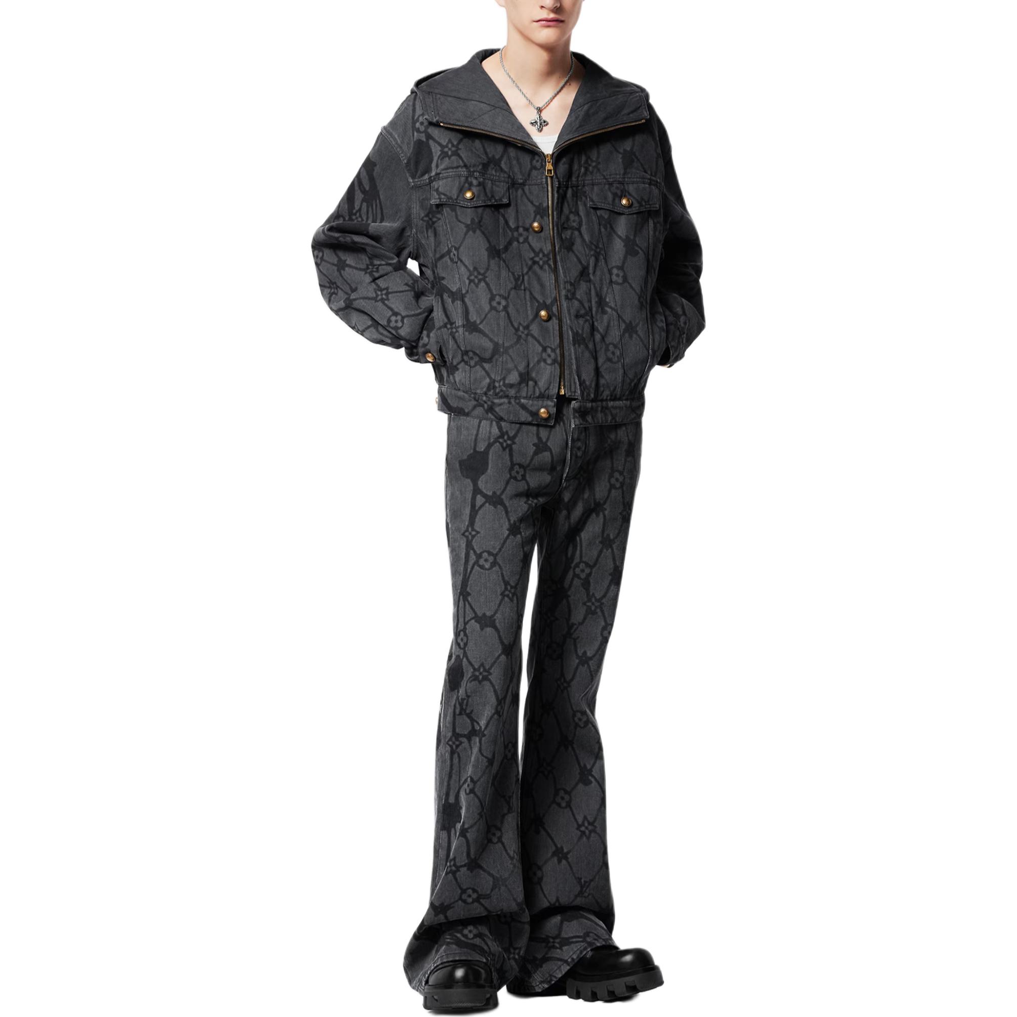 Lookbook LOUIS VUITTON SS24 Floral Logo Zip-Up Hoodie  Grey 1AFQBK