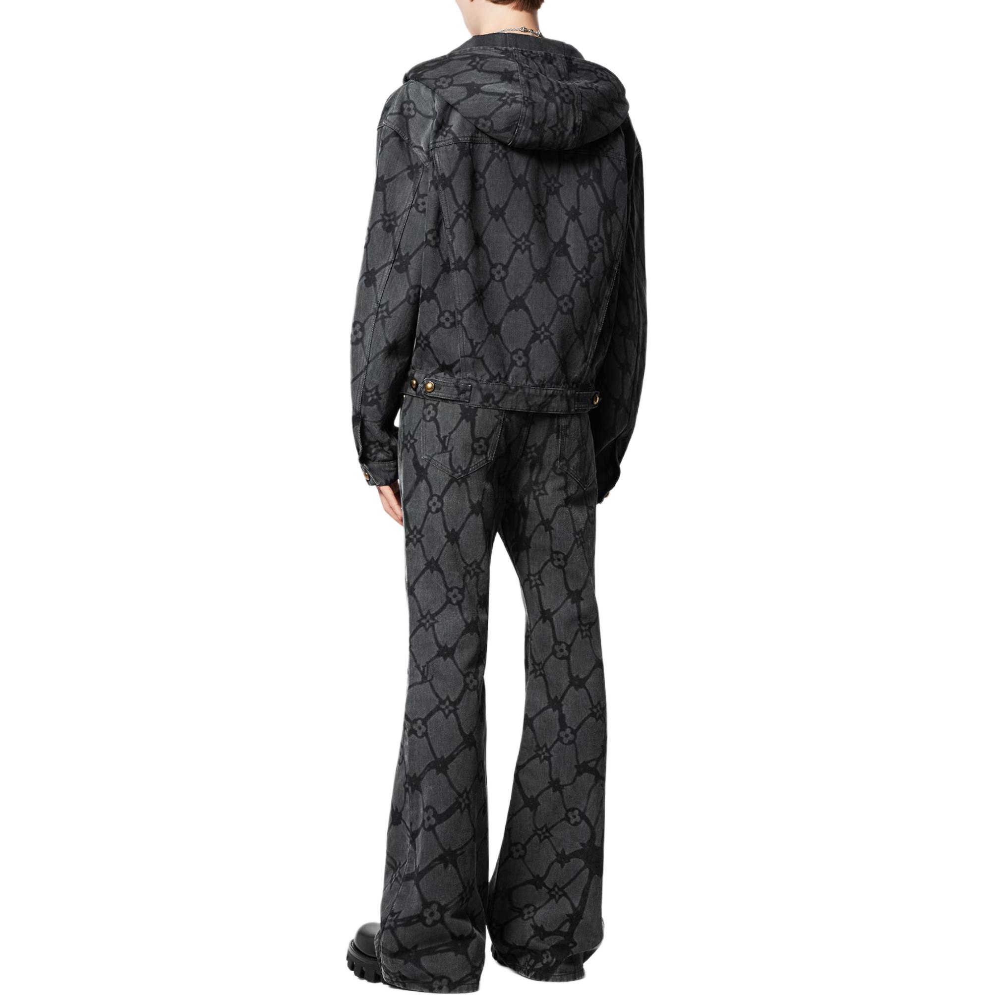 Shop LOUIS VUITTON SS24 Floral Logo Zip-Up Hoodie  Grey 1AFQBK