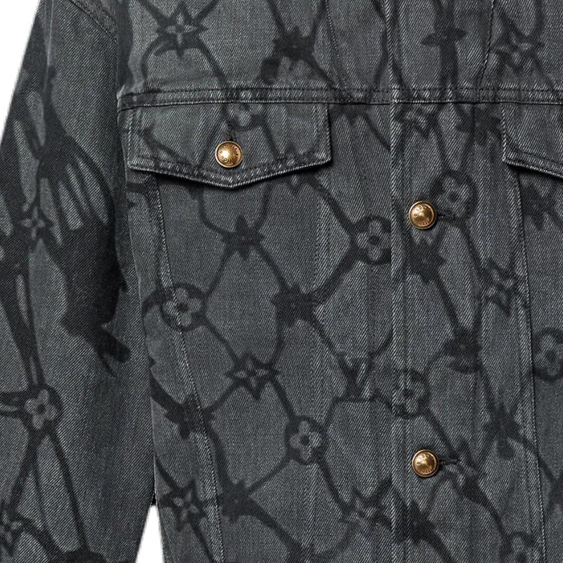 Sizing LOUIS VUITTON SS24 Floral Logo Zip-Up Hoodie  Grey 1AFQBK