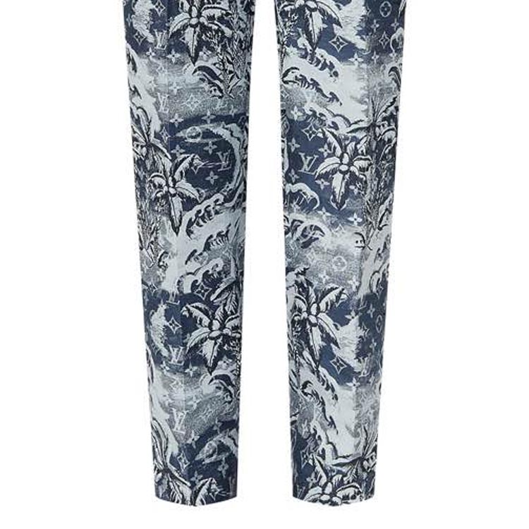Lookbook LOUIS VUITTON SS24 Celana Kasual Pria Motif Bunga dengan Saku Ritsleting. 1AFQWF