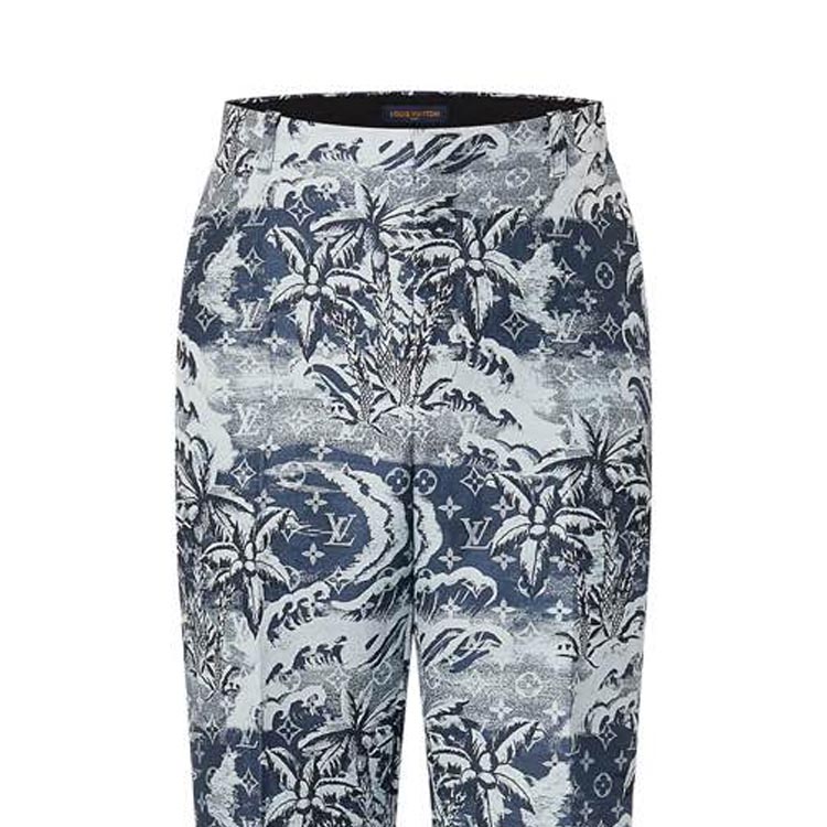 Shop LOUIS VUITTON SS24 Celana Kasual Pria Motif Bunga dengan Saku Ritsleting. 1AFQWF
