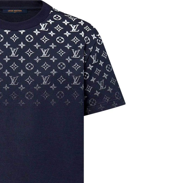 Details for LOUIS VUITTON SS24 Kaos Crewneck Biru Navy Logo Gradient. 1AFQB4