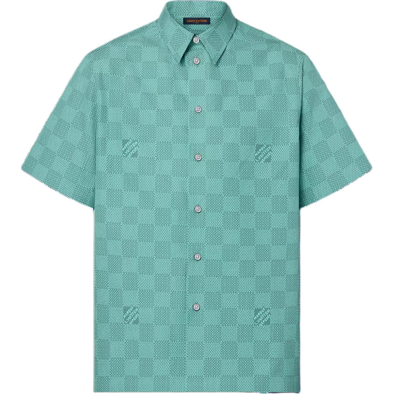 LOUIS VUITTON SS24 Green Checkered Button-Up Short Sleeve Shirt Men 1AFQXX