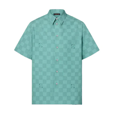 LOUIS VUITTON SS24 Green Checkered Button-Up Short Sleeve Shirt Men 1AFQXX