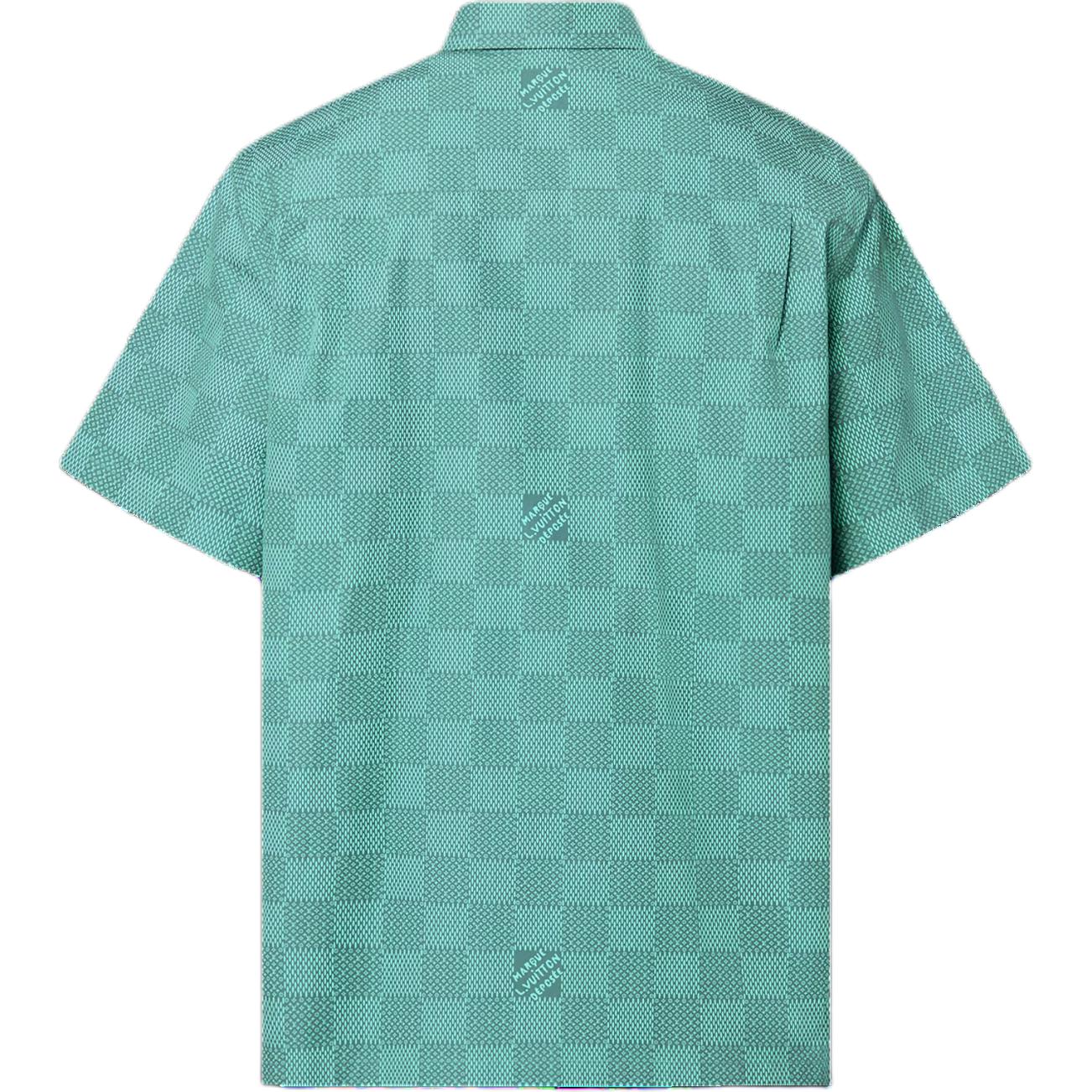 Lookbook 루이 비통 SS24 남성용 그린 체크 반소매 버튼업 셔츠 1AFQXX