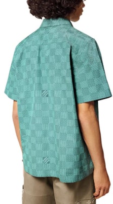 루이 비통 SS24 남성용 그린 체크 반소매 버튼업 셔츠 1AFQXX Cheap 루이 비통 SS24 남성용 그린 체크 반소매 버튼업 셔츠 1AFQXX