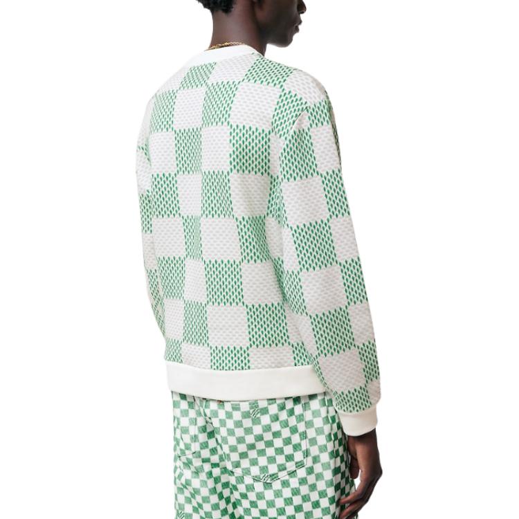 Purchase 루이 비통 SS24 남성 그린 체크 로고 오버사이즈 긴팔 맨투맨. 1AFJHF