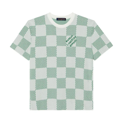 LOUIS VUITTON SS24 Green Checkered Pattern Crewneck Short Sleeve T-Shirt Men 1AFIX4