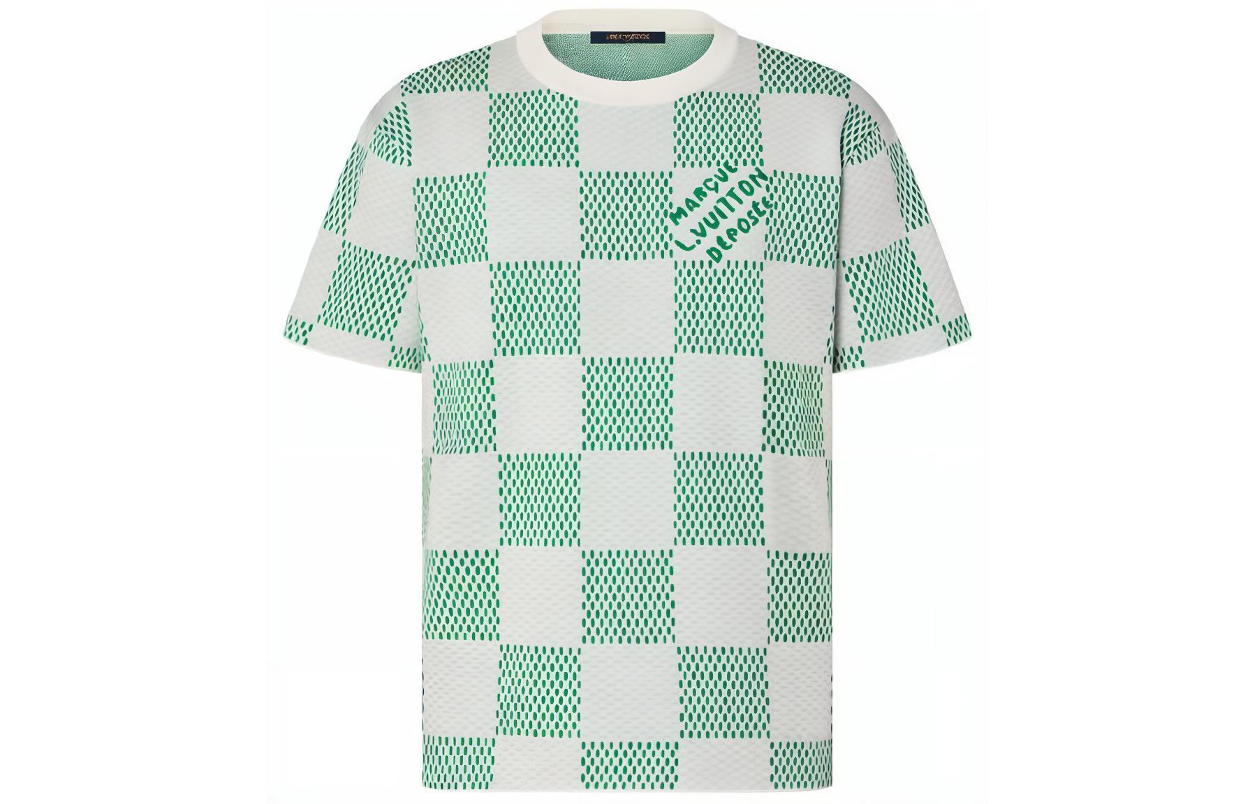 Order 路易威登 SS24 绿色格纹短袖圆领男士T恤 1AFIX4
