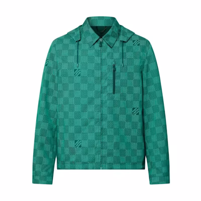 Louis Vuitton SS24 Green Letter Logo Embroidered Zip-Up Hoodie Jacket Men 1AFQD4