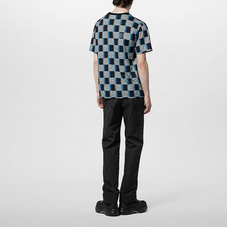 Shop LOUIS VUITTON SS24 Grey Checkered Print Crewneck Casual  T-Shirt. 1AFB33