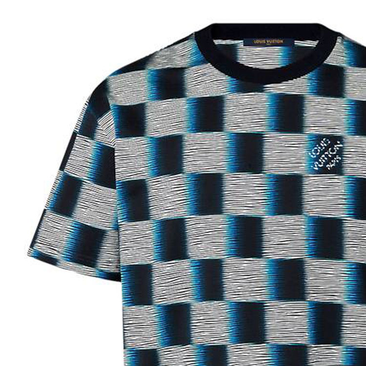 Details for LOUIS VUITTON SS24 Grey Checkered Print Crewneck Casual  T-Shirt. 1AFB33