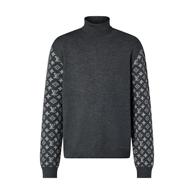 Louis Vuitton SS24 Jacquard Pattern Black Cashmere Pullover for Men. 1AFAPH