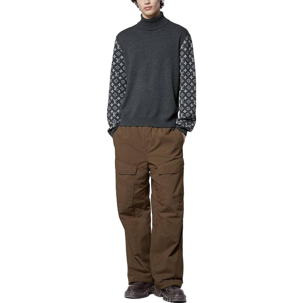 Louis Vuitton SS24 Jacquard Pattern Black Cashmere Pullover for Men. 1AFAPH 圖 3