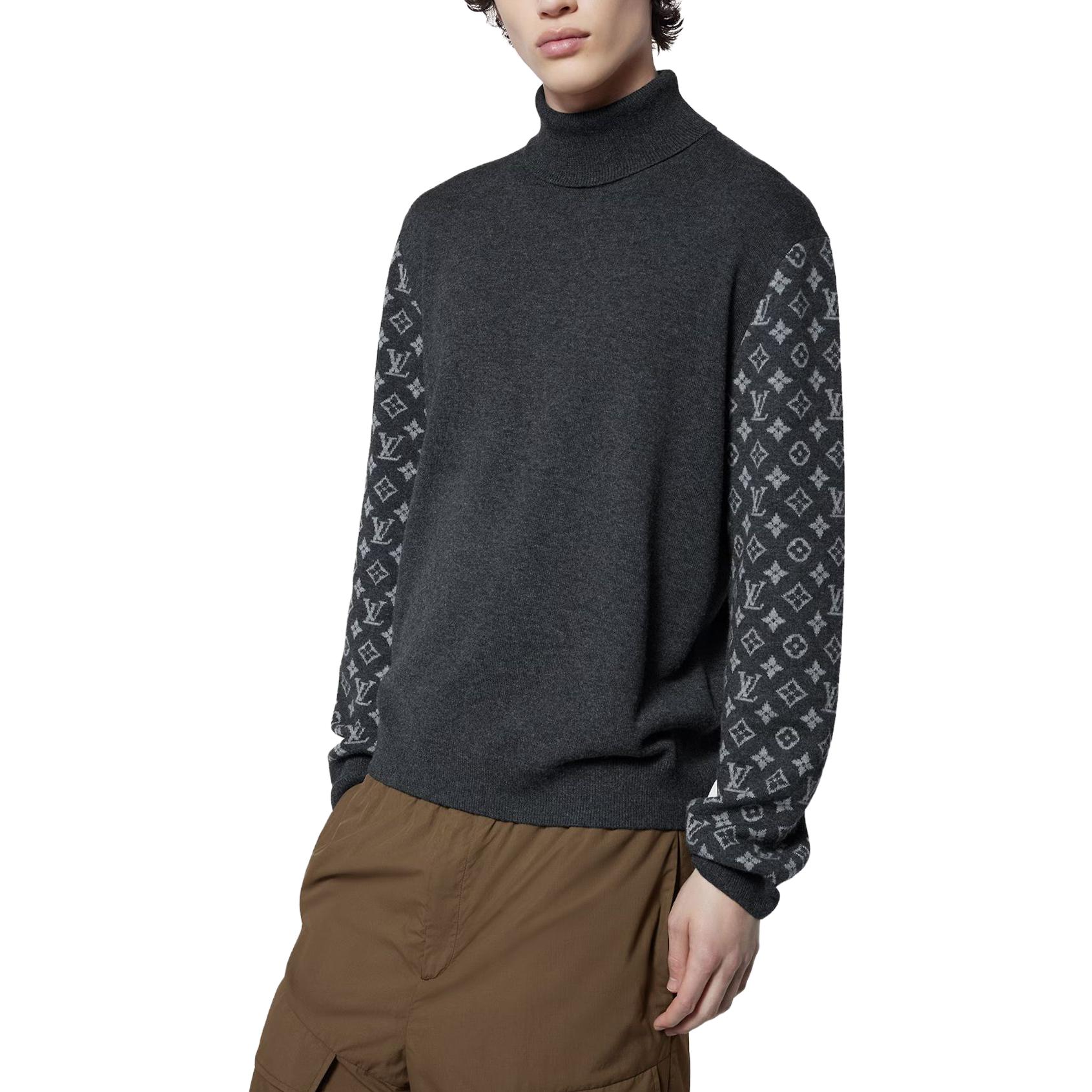 Louis Vuitton SS24 Jacquard Pattern Black Cashmere Pullover for Men. 1AFAPH 圖 6