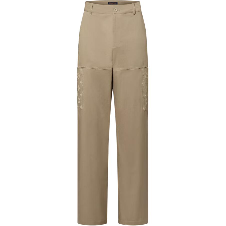 LOUIS VUITTON SS24 Logo Button Straight-Leg Cargo Pants Men Beige. 1AFQAV