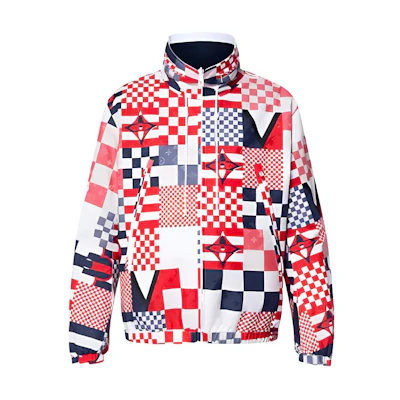 Louis Vuitton SS24 Logo Colorblock Zip-Up Jacket Red Long Sleeve 1AFVMV