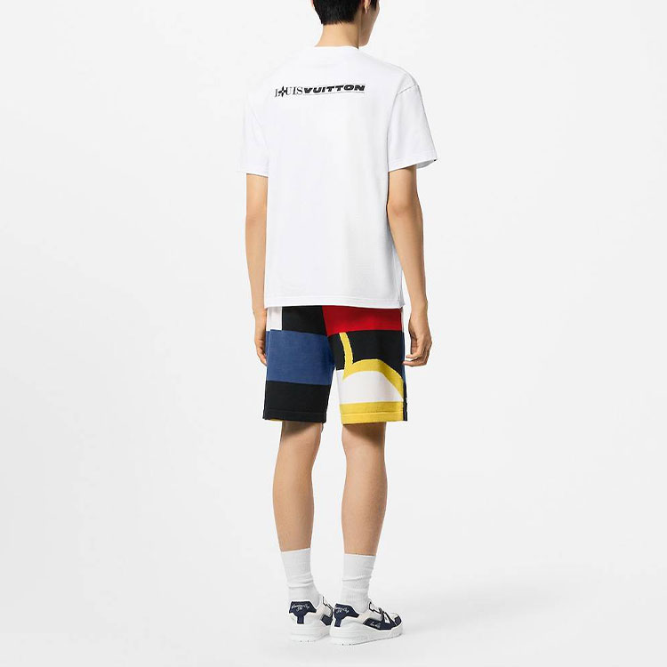 Shop ルイヴィトン SS24 ロゴ刺繍入りクルーネックカジュアル白Tシャツ 1AFVUX