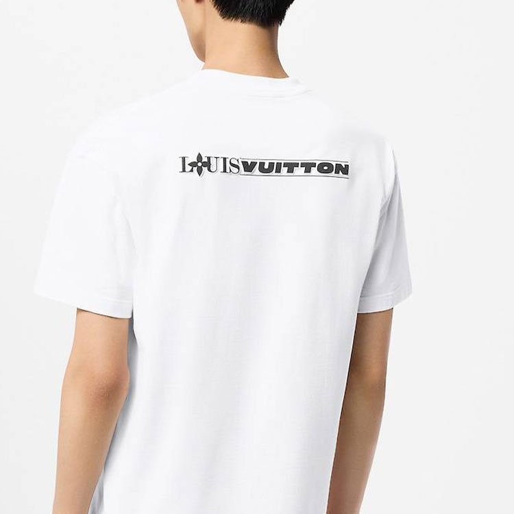 Sizing ルイヴィトン SS24 ロゴ刺繍入りクルーネックカジュアル白Tシャツ 1AFVUX