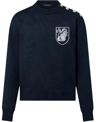 路易威登 SS24 Logo 刺繡海軍藍長袖針織圓領毛衣 1AFQQ3 Buy 路易威登 SS24 Logo 刺繡海軍藍長袖針織圓領毛衣 1AFQQ3