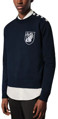 路易威登 SS24 Logo 刺繡海軍藍長袖針織圓領毛衣 1AFQQ3 Details for 路易威登 SS24 Logo 刺繡海軍藍長袖針織圓領毛衣 1AFQQ3