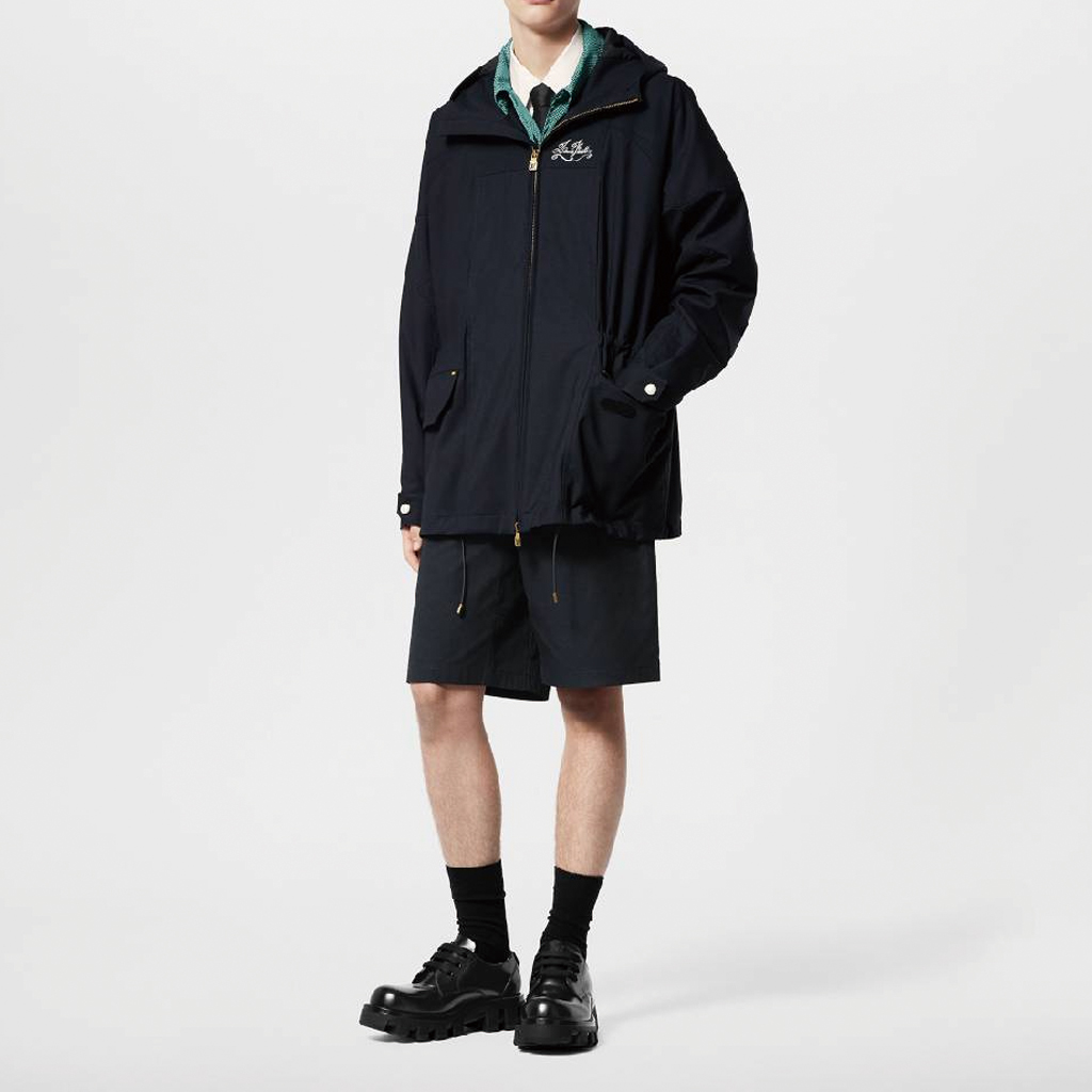 LOUIS VUITTON SS24 Logo Embroidered Hooded Zip Parka Jacket Men Blue 1AFRJ8 圖 3