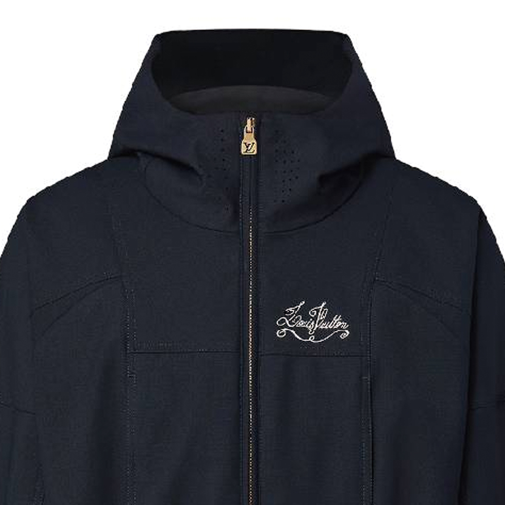 LOUIS VUITTON SS24 Logo Embroidered Hooded Zip Parka Jacket Men Blue 1AFRJ8 圖 7