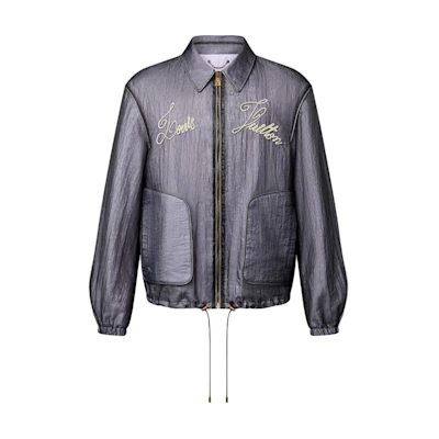 LOUIS VUITTON SS24 Logo Embroidered Zip-Up Long Sleeve Jacket Blue Men’s 1AFQC3