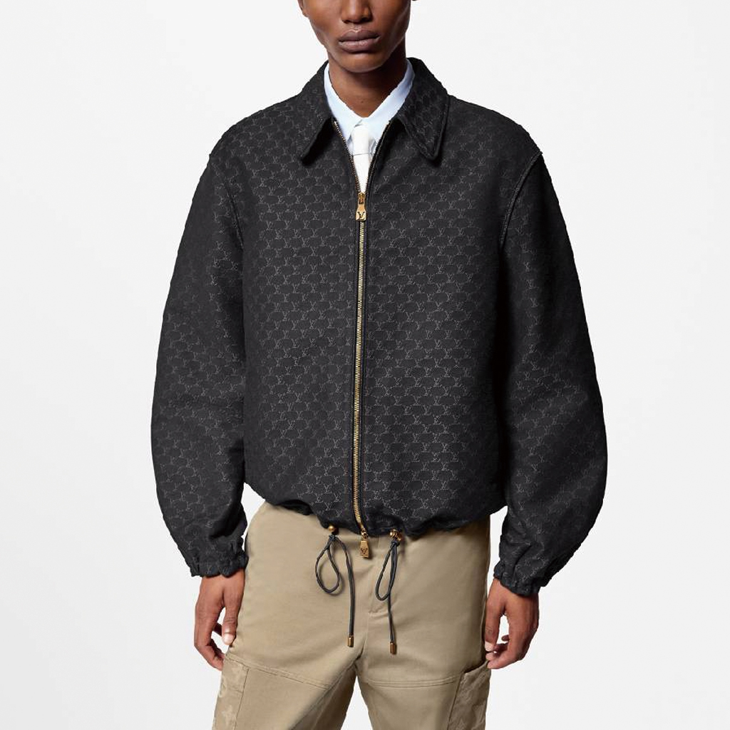 LOUIS VUITTON SS24 Logo Embroidered Zip-Up Long Sleeve Jacket Black 1AFRFY 圖 3