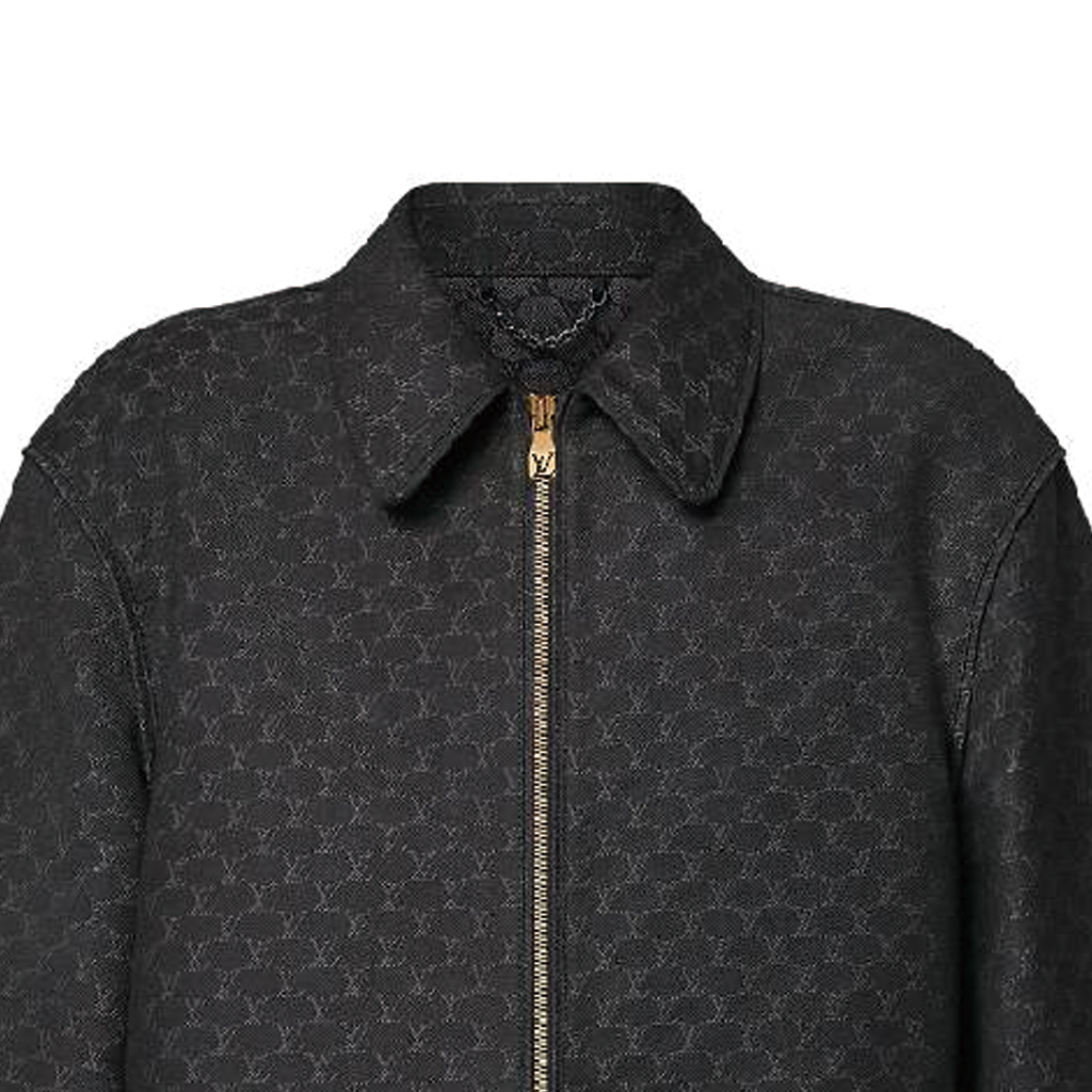 LOUIS VUITTON SS24 Logo Embroidered Zip-Up Long Sleeve Jacket Black 1AFRFY 圖 5