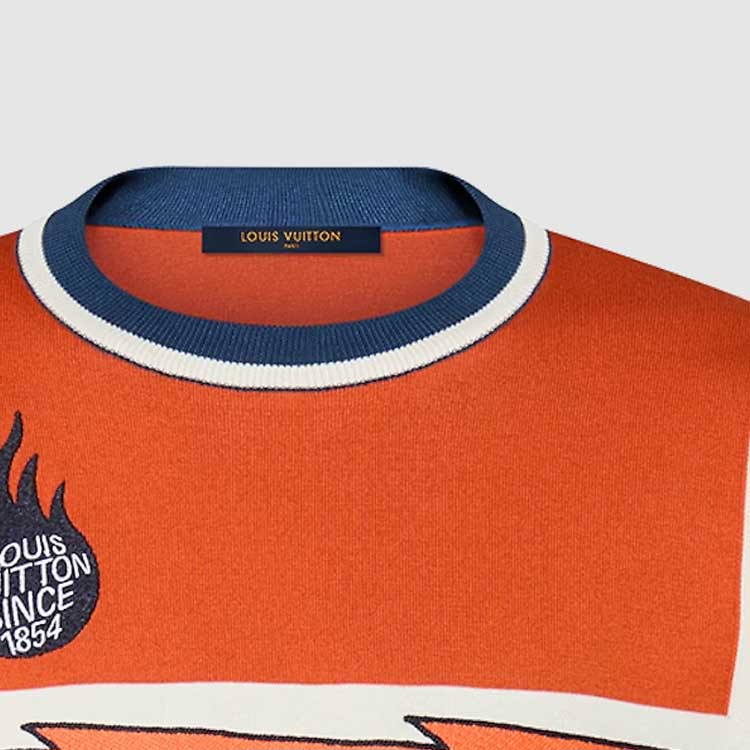 Details for LOUIS VUITTON SS24 Kaos Logo Jacquard Lengan Pendek Pria Multicolor 1AFANQ