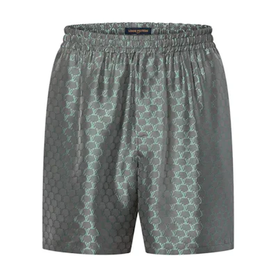 LOUIS VUITTON SS24 Logo Jacquard Elastic Mid-Waist Casual Shorts Men Grey 1AFRKG