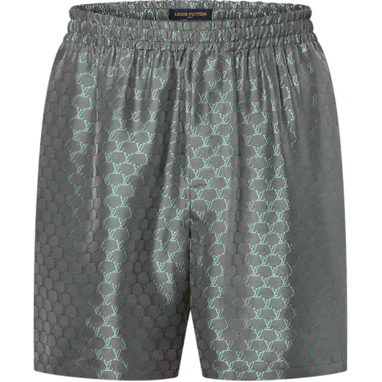 Order LOUIS VUITTON SS24 Logo Jacquard Elastic Mid-Waist Casual Shorts Men Grey 1AFRKG