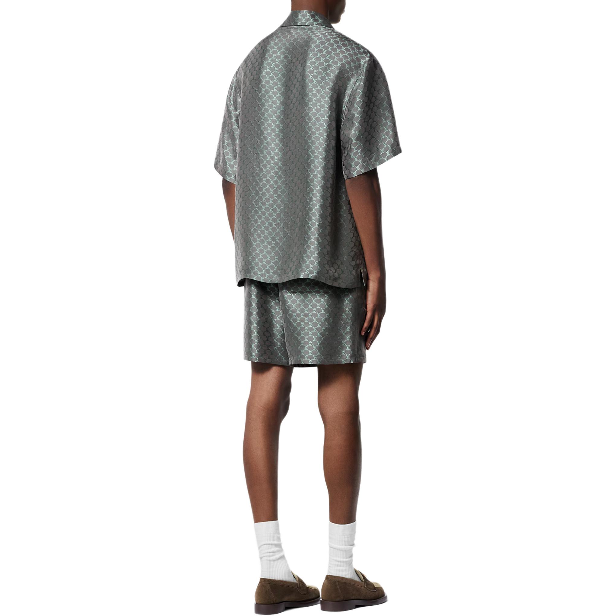 Shop LOUIS VUITTON SS24 Logo Jacquard Elastic Mid-Waist Casual Shorts Men Grey 1AFRKG