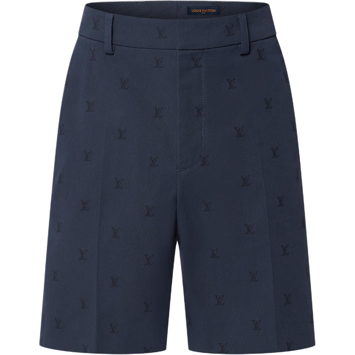 LOUIS VUITTON SS24 Logo Jacquard Elastic Waist Straight Shorts Blue Mens 1AFRER