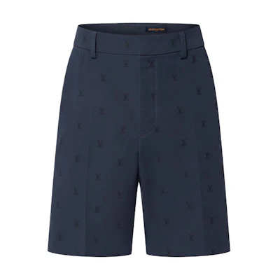 LOUIS VUITTON SS24 Logo Jacquard Elastic Waist Straight Shorts Blue Mens 1AFRER