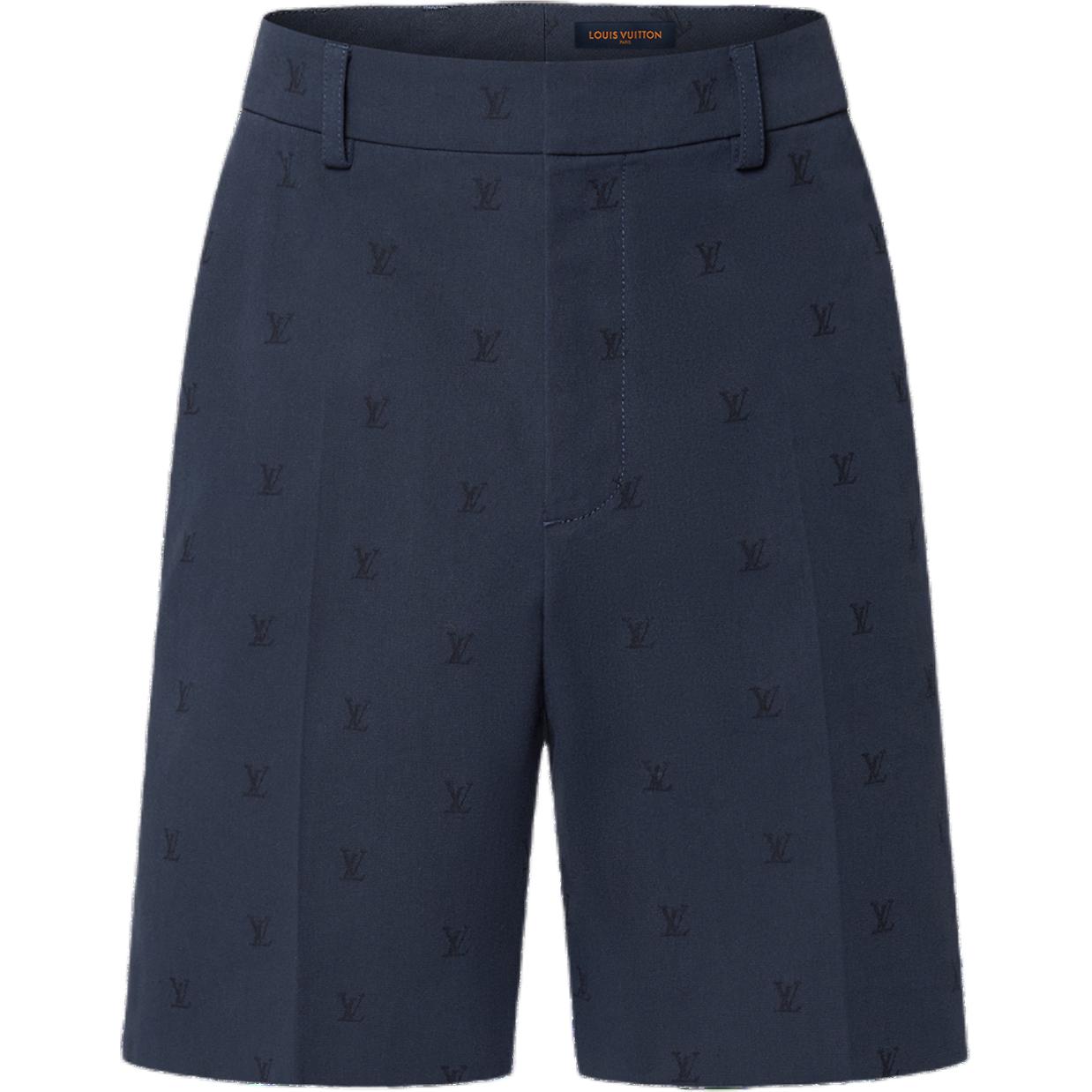 LOUIS VUITTON SS24 Logo Jacquard Elastic Waist Straight Shorts Blue Mens 1AFRER 圖 2