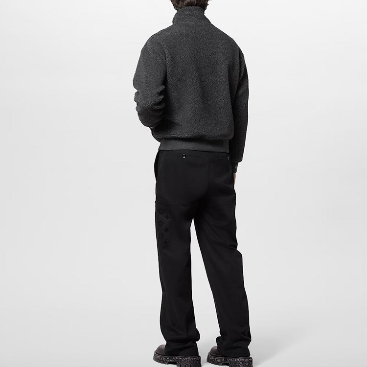 Shop Chaqueta Polar Hombre Gris Oscuro LOUIS VUITTON SS24 Logo Jacquard. 1AFBA3