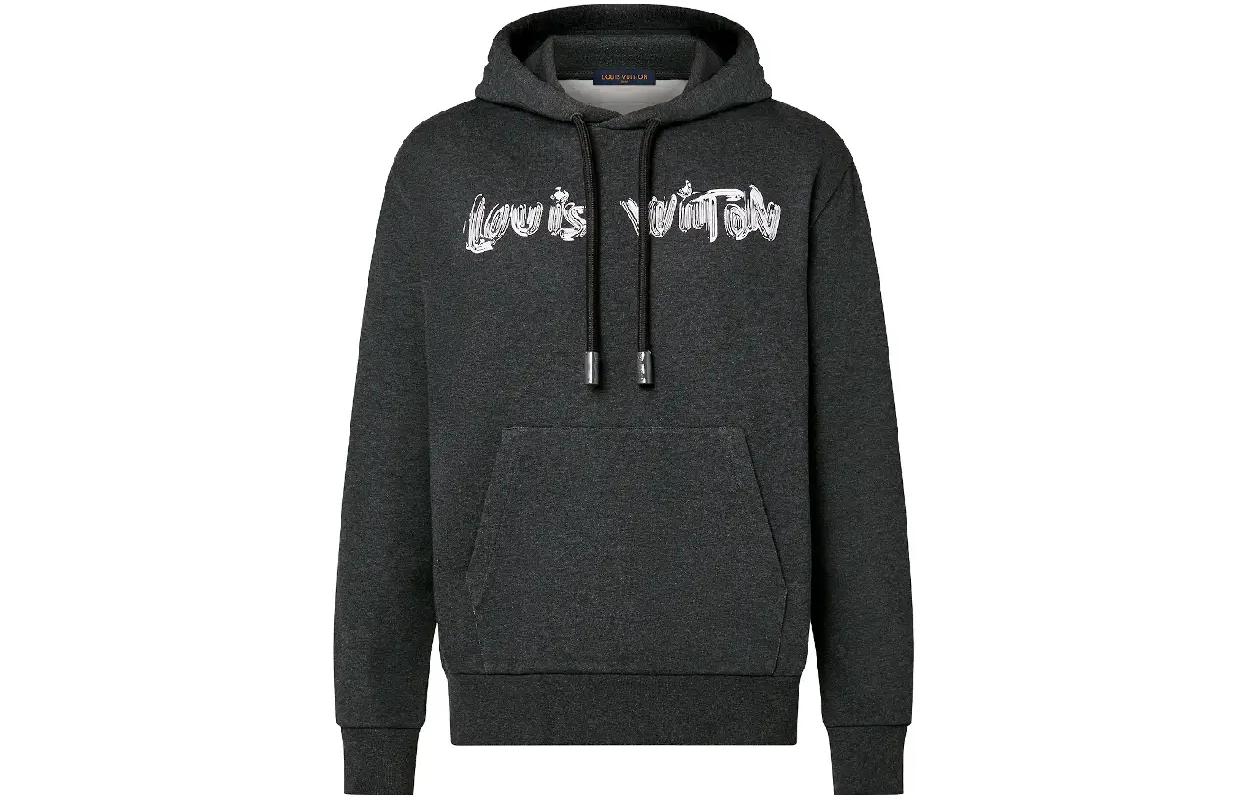 LOUIS VUITTON SS24 Logo Loose Fit Hoodie Grey  Long Sleeve Sweatshirt. 1AF383