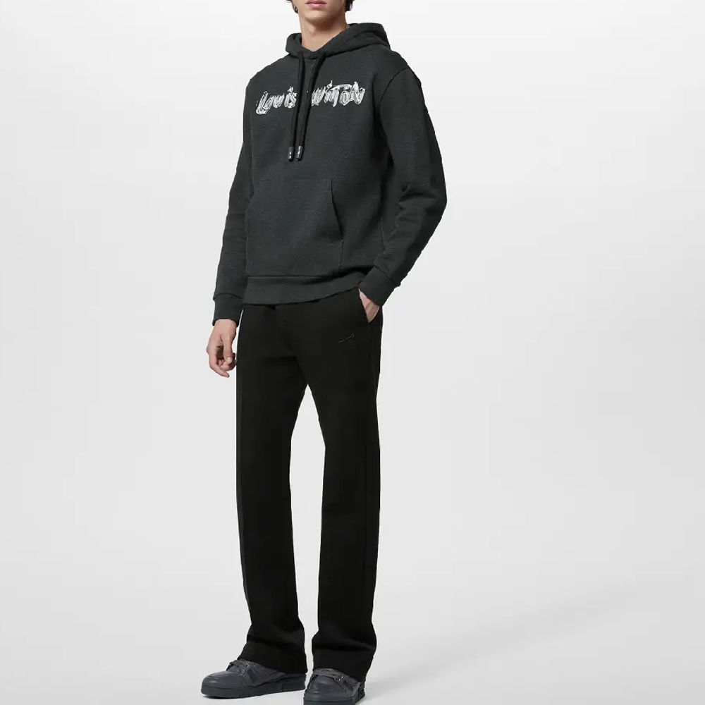 Lookbook 路易威登 SS24 灰色宽松款连帽长袖卫衣 潮流Logo款式. 1AF383