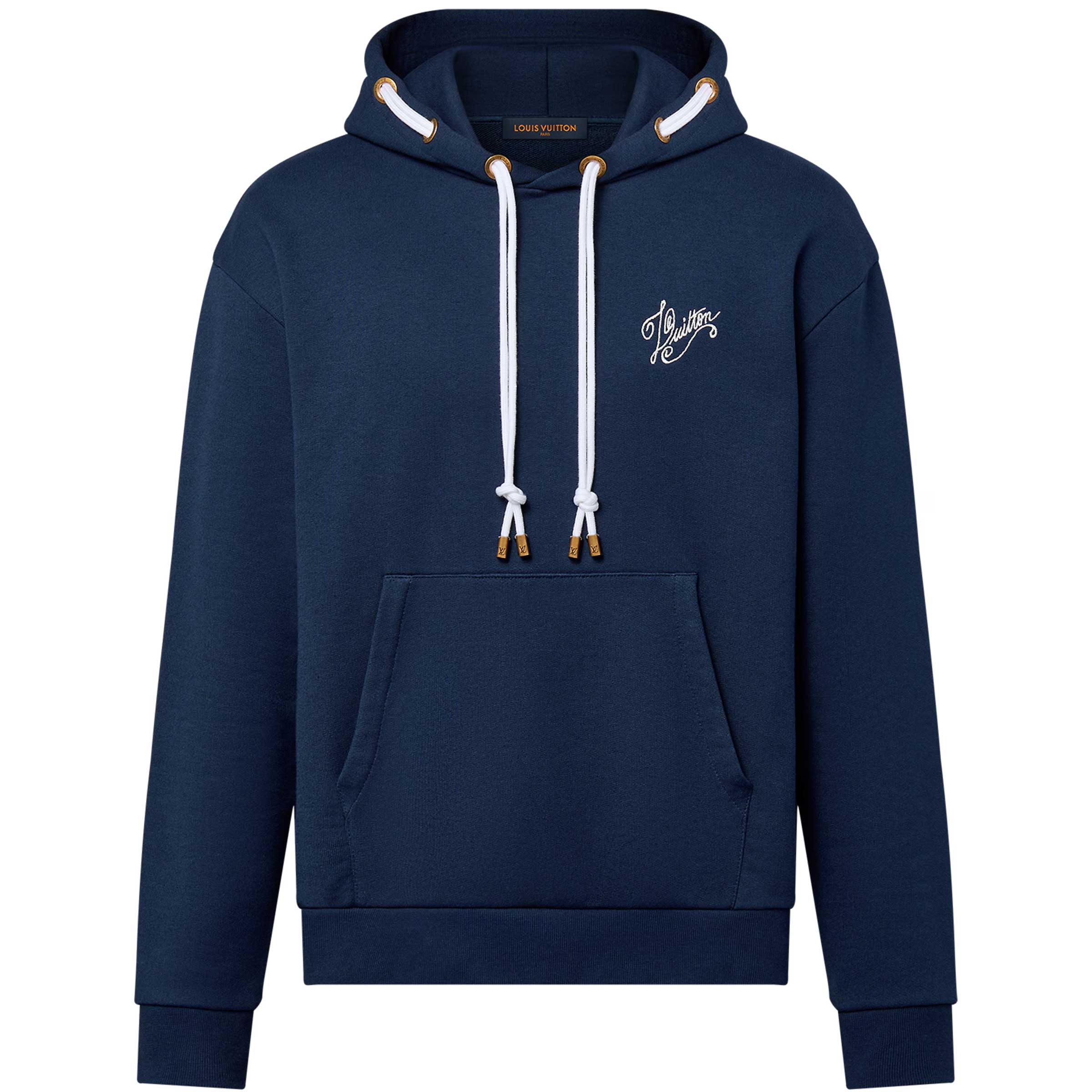 LOUIS VUITTON SS24 Logo Print Blue Drawstring Hoodie  Casual Wear 1AFR32