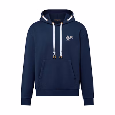 LOUIS VUITTON SS24 Logo Print Blue Drawstring Hoodie Casual Wear 1AFR32