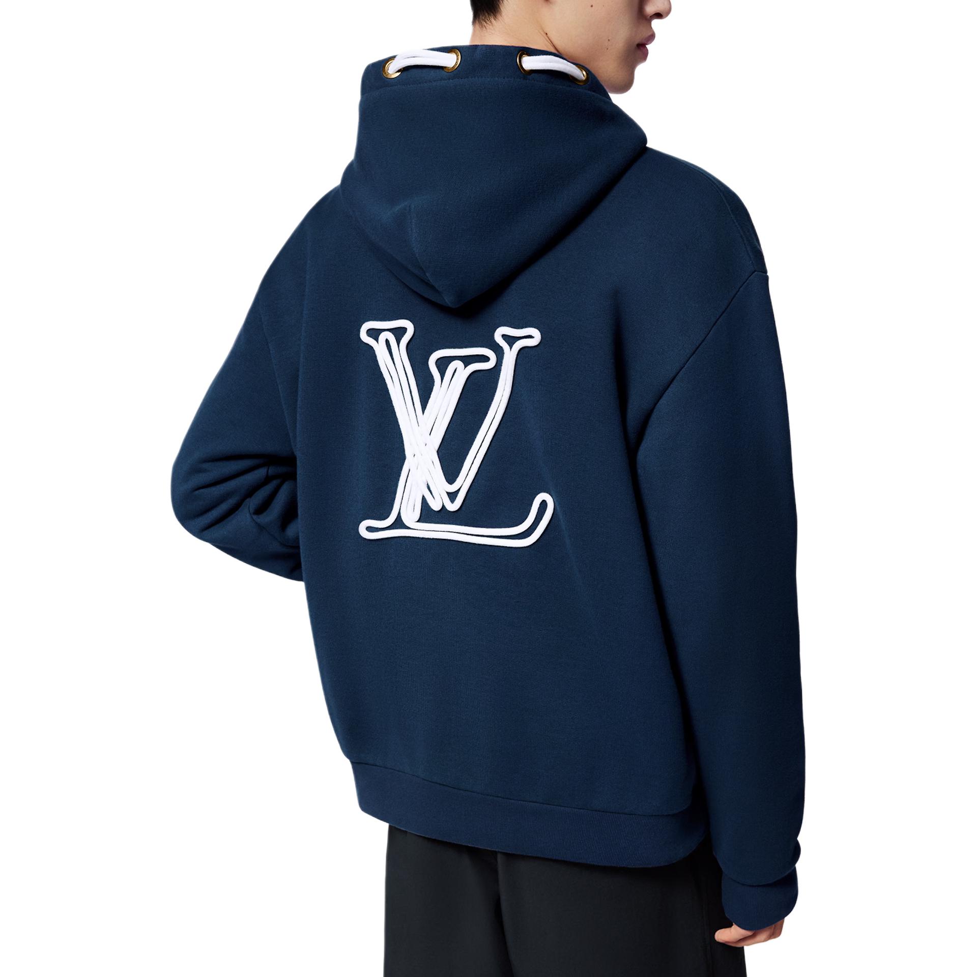 Purchase 路易威登 SS24 藍色Logo印花抽繩連帽衫 休閒穿搭 1AFR32