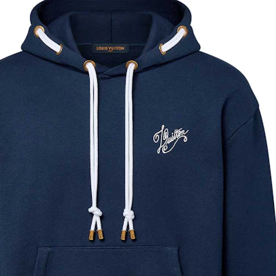 路易威登 SS24 藍色Logo印花抽繩連帽衫 休閒穿搭 1AFR32 Details for 路易威登 SS24 藍色Logo印花抽繩連帽衫 休閒穿搭 1AFR32