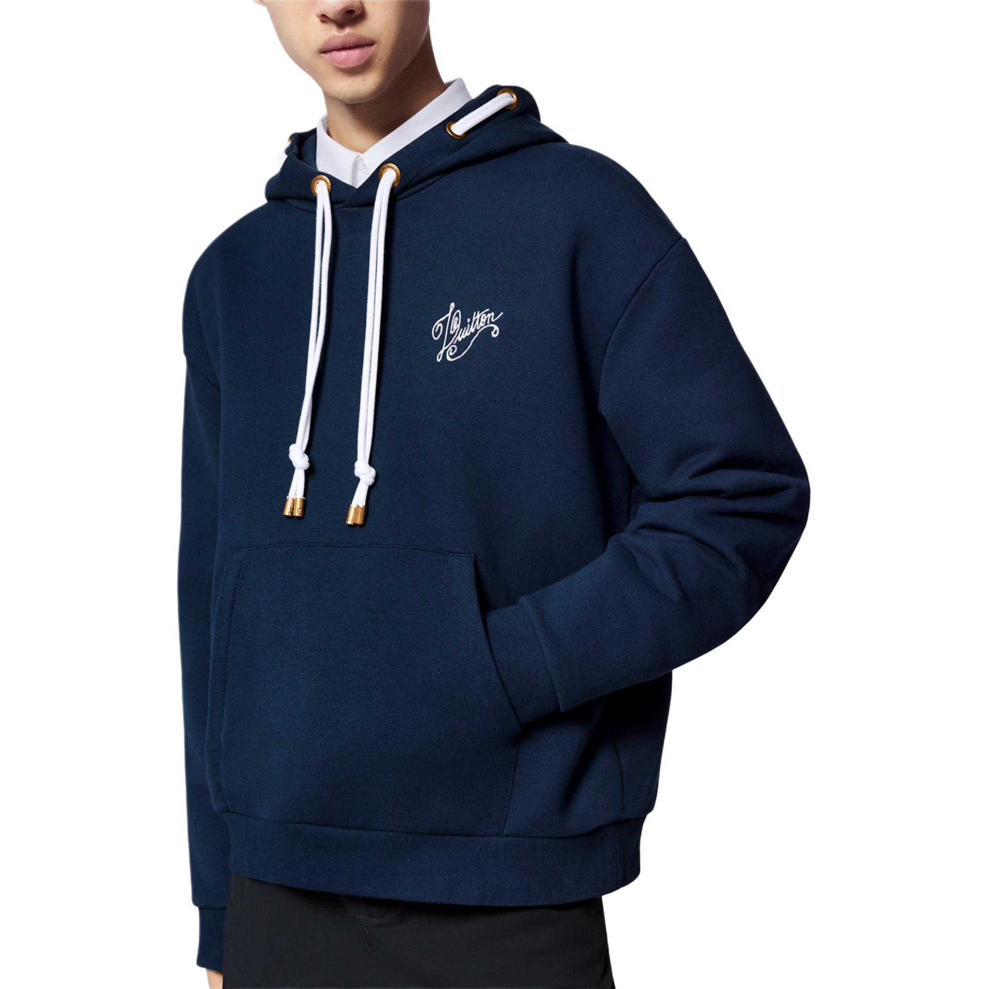 Sizing 路易威登 SS24 藍色Logo印花抽繩連帽衫 休閒穿搭 1AFR32