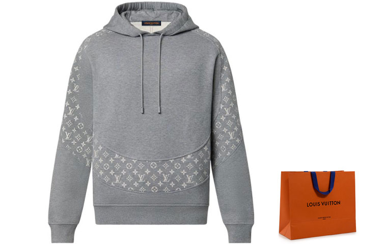 Sizing LOUIS VUITTON SS24 Logo Print Hoodie Men’s Pullover Grey. 1AA4I6