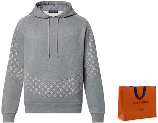 路易威登 SS24 男士灰色Logo印花连帽衫. 1AA4I6 Sizing 路易威登 SS24 男士灰色Logo印花连帽衫. 1AA4I6