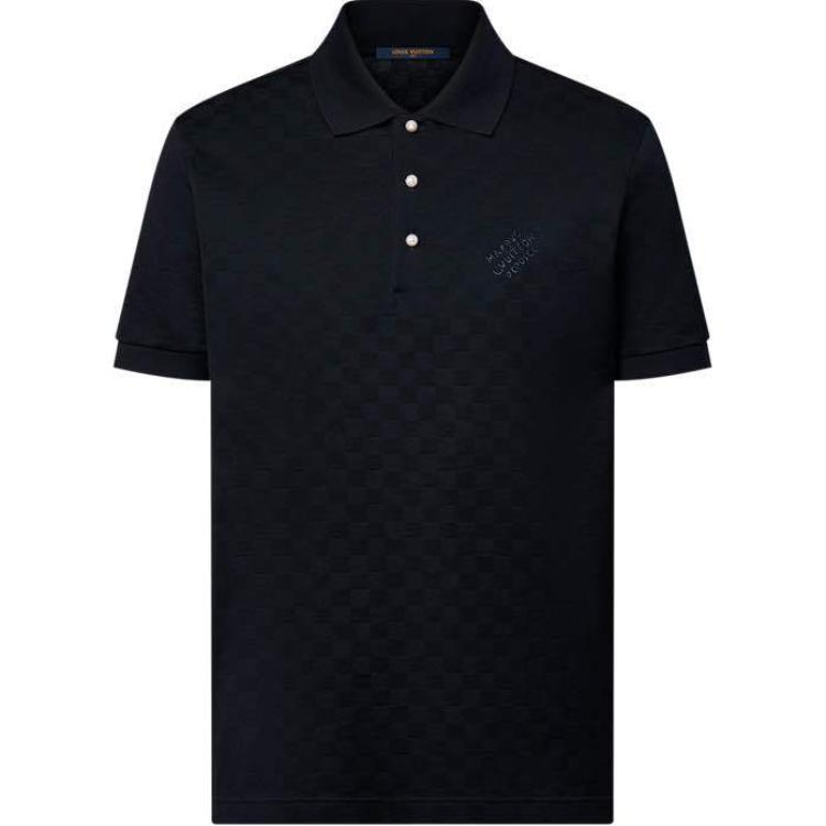 LOUIS VUITTON SS24 Logo Print Short Sleeve Polo Shirt  Black 1AFRAS