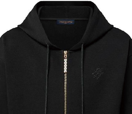 루이비통 SS24 로고 프린트 지퍼 후드 블랙 긴팔 1AFJGD Sizing 루이비통 SS24 로고 프린트 지퍼 후드 블랙 긴팔 1AFJGD